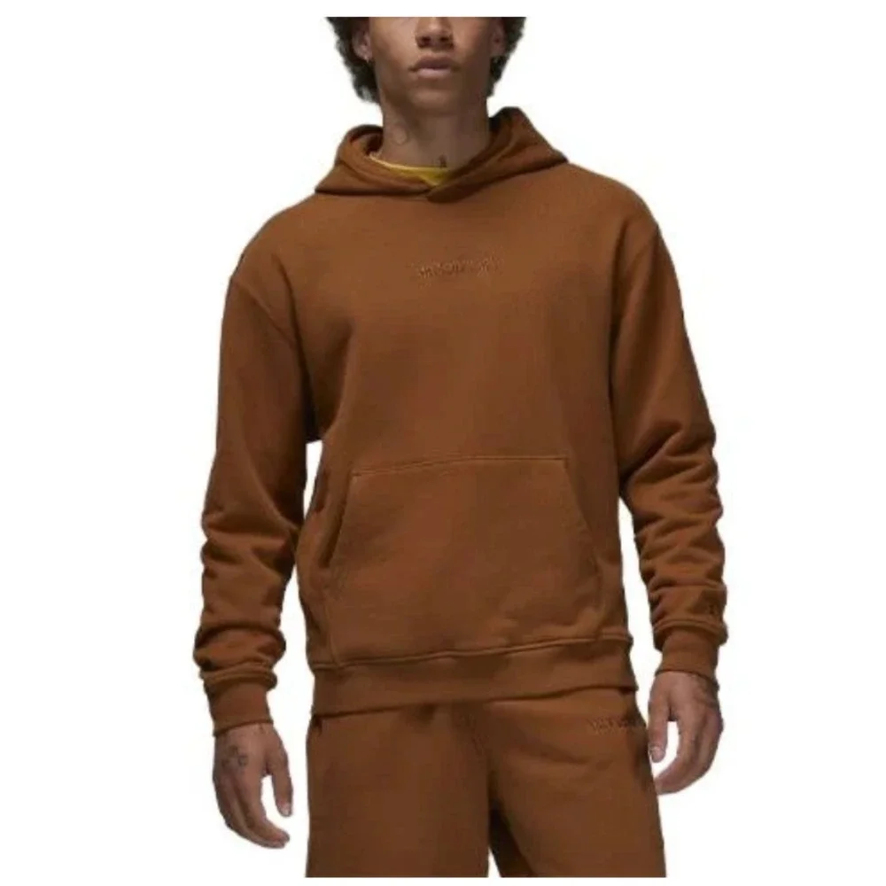 New Air Jordan Wordmark XL Men's Fleece Hoodie Light British Tan FJ1966-281